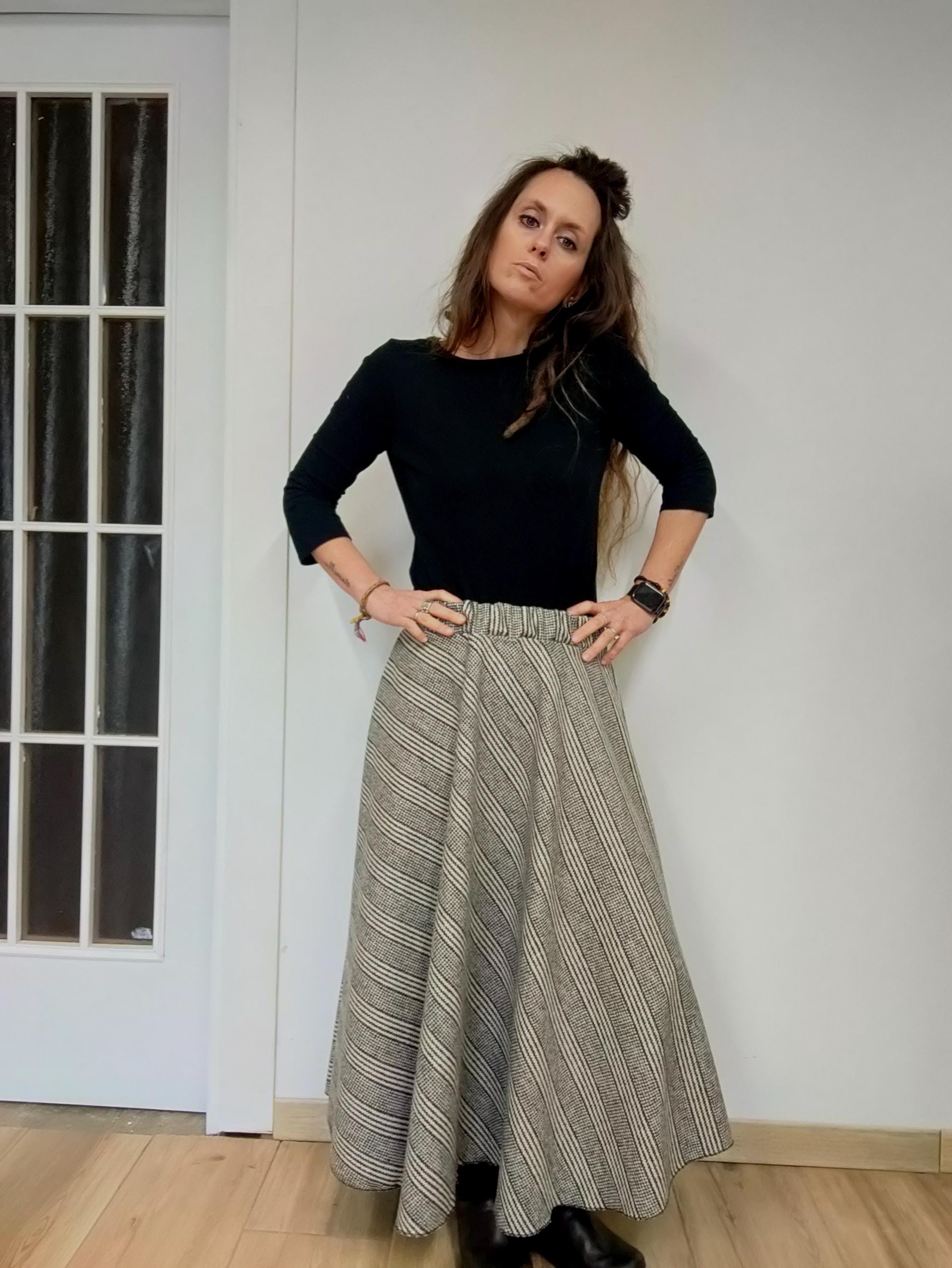 Gonna A Quadri Lunga Vita Alta Donna ZANZEA, Taglie Forti S-5XL, Stile Vintage Anni 50 - Foto 4