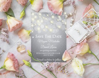 Download digital - BUBBLE INVITE, convite cinza, gradiente