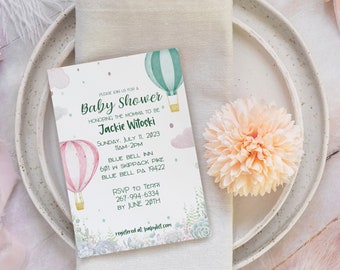 Download digital - convite para balão de ar quente