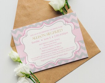 Download digital - Convite para chá de panela com estampa chevron.