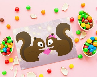 Download digital - Amor de Esquilo - convite, cartão postal