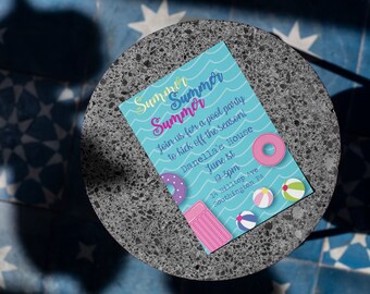 Download digital - Convite para festa na piscina de verão