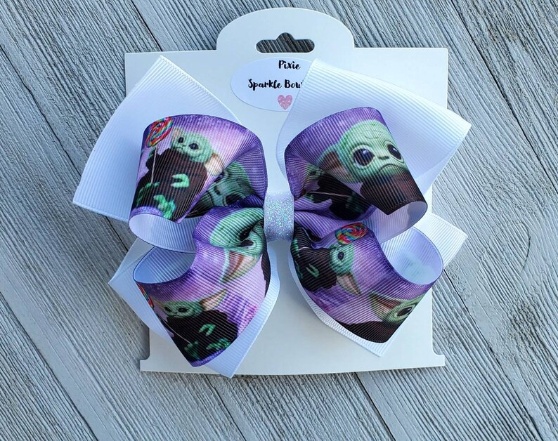 Star Wars Inspired Hairbow Baby Yoda inspired Hairbow Boutique style hairbow