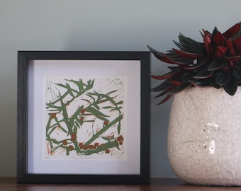 Sea Buckthorn [Small Linocut Print]
