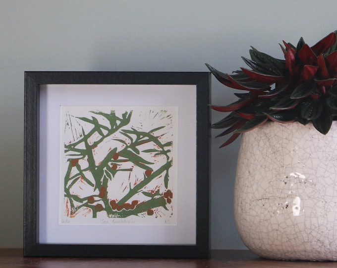 Sea Buckthorn [Small Linocut Print]