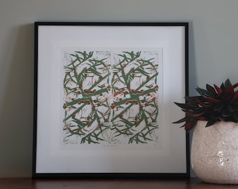 Sea Buckthorn [Large Linocut Print]