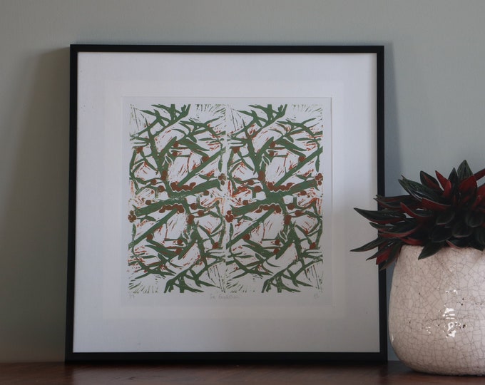 Sea Buckthorn [Large Linocut Print]
