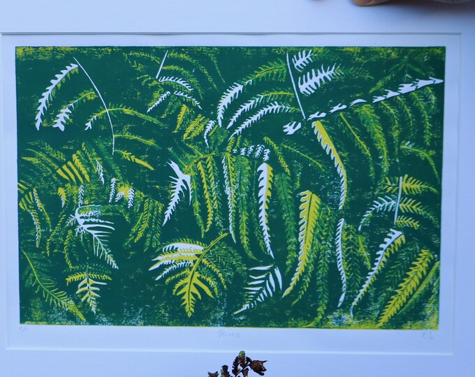 Ferns - Linocut Print