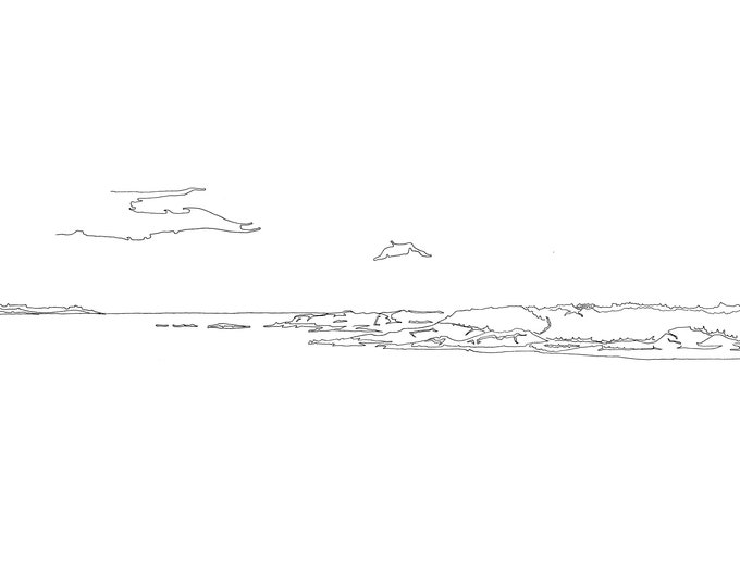 Gullane Bents & The Black Rocks [Line Drawing]