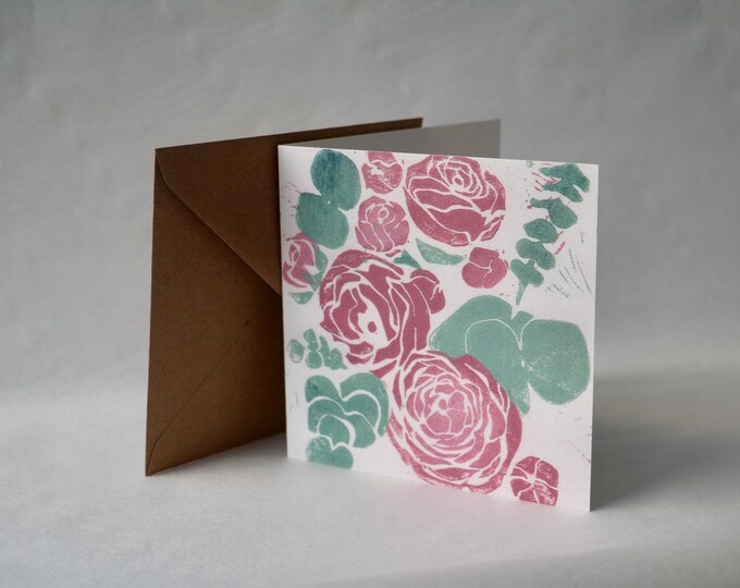 Ranunculus and Eucalyptus - Square Greetings Card