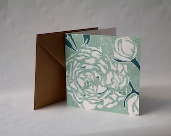 Peony - Square Greetings Card