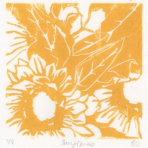 Mazzo di girasoli [linoleografia]