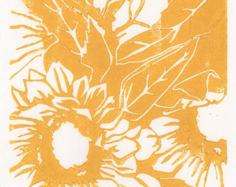 Sunflower Bouquet [linocut]