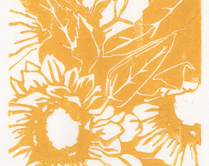 Sunflower Bouquet [linocut]