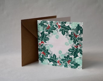 Christmas Wreath - Square Greetings Card