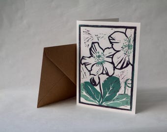 Christmas Rose - A6 Greetings Card
