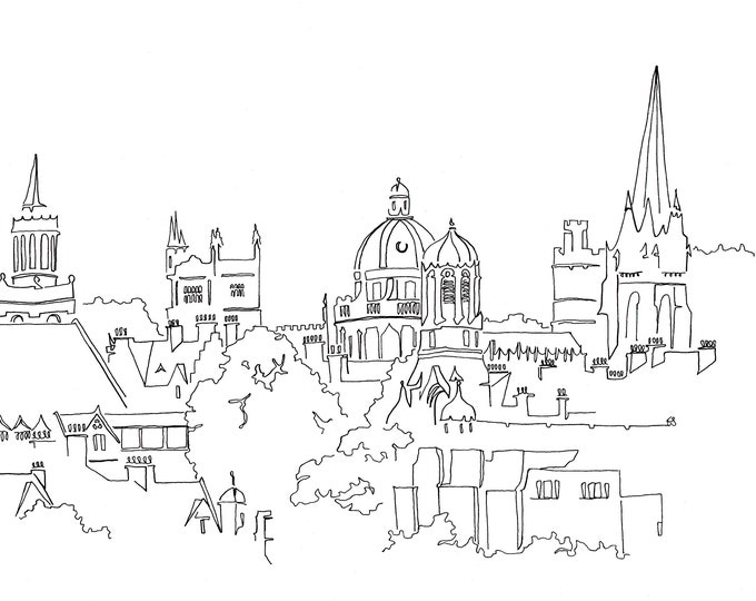 The Spires of Oxford - A4 Line Drawing