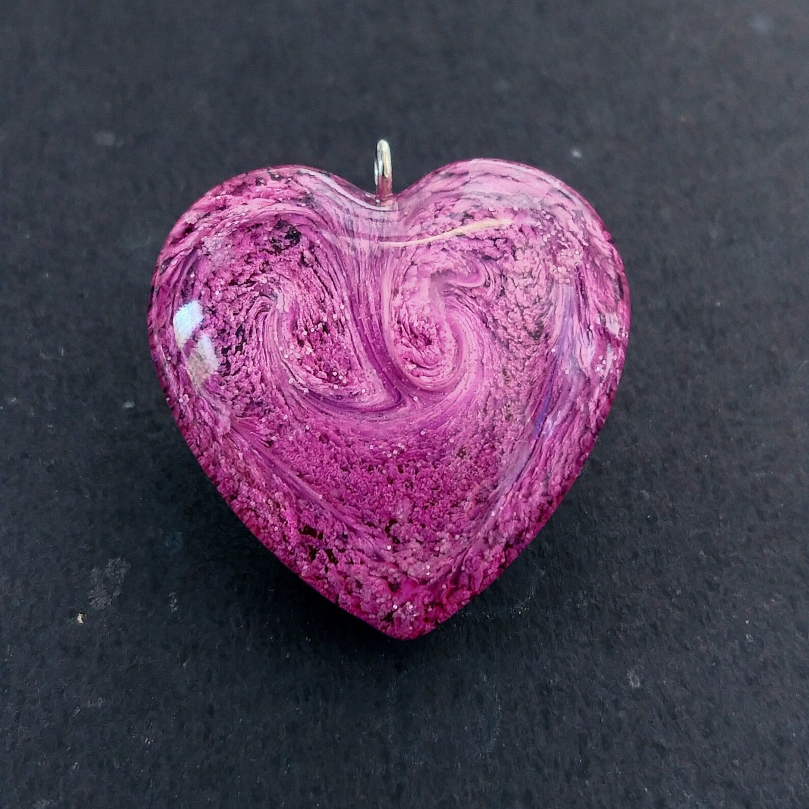 Pink heart Glow in the dark jewellery heart pendant resin Etsy