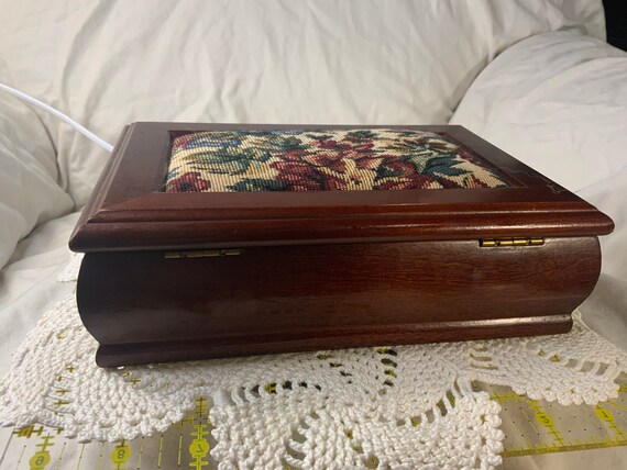 Vintage Walnut Color Wooden "Floral Victorian Embr