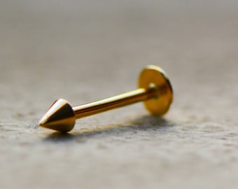 14k Gold Spike Labret Stud Body Piercing Lip Ring