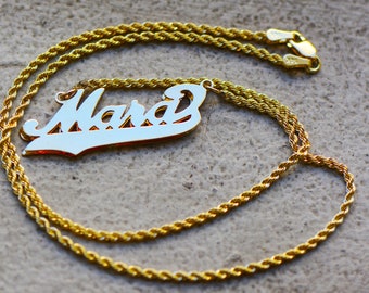 14K Yellow Gold Personalized Custom Double Plate Necklace
