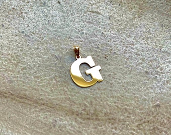 14K Solid Gold English Initial Letter Pendant