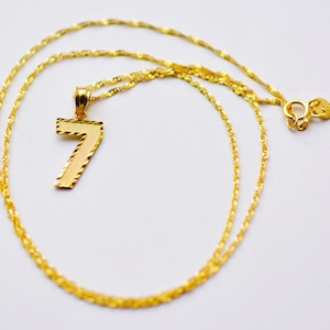 10K Solid Gold Number Pendant Necklace