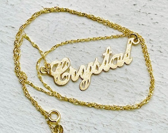 14K Authentic Personalized Custom Name Necklace with Star Dust (Dia-Cut) finish.