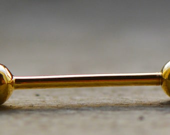 14K Solid Gold Body Piercing Straight Barbell