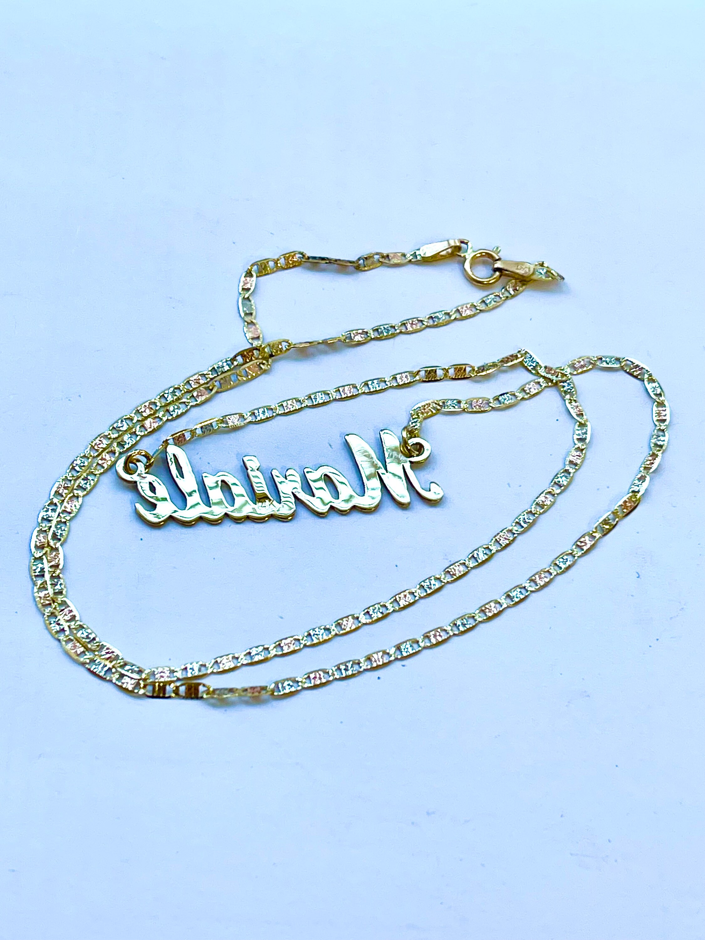 thumbnail image 2 of 14K Solid Yellow Gold Custom Personalized Name Necklace – Pendant & Chain 2 of 6