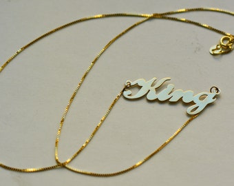 14K Solid Yellow Gold Personalized Custom Name Necklace