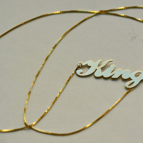 Solid 14k Gold Necklace With Name Dainty Gold Name Necklace Etsy