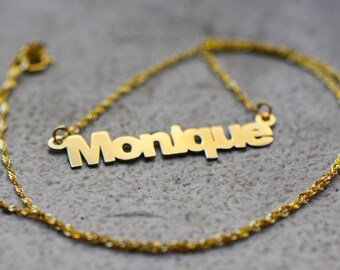 14K Yellow Personalized Name Necklace (Arial Font)