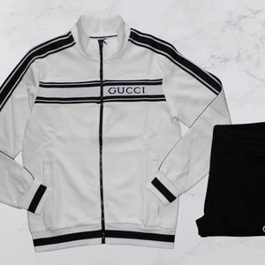 Vintage Top Designer Men Tracksuit Set Black and White Color Logo Embroidery size М