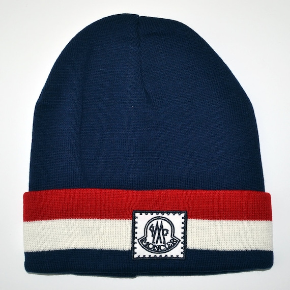 Vintage MONCLER Blue WOOL Beanie Hat