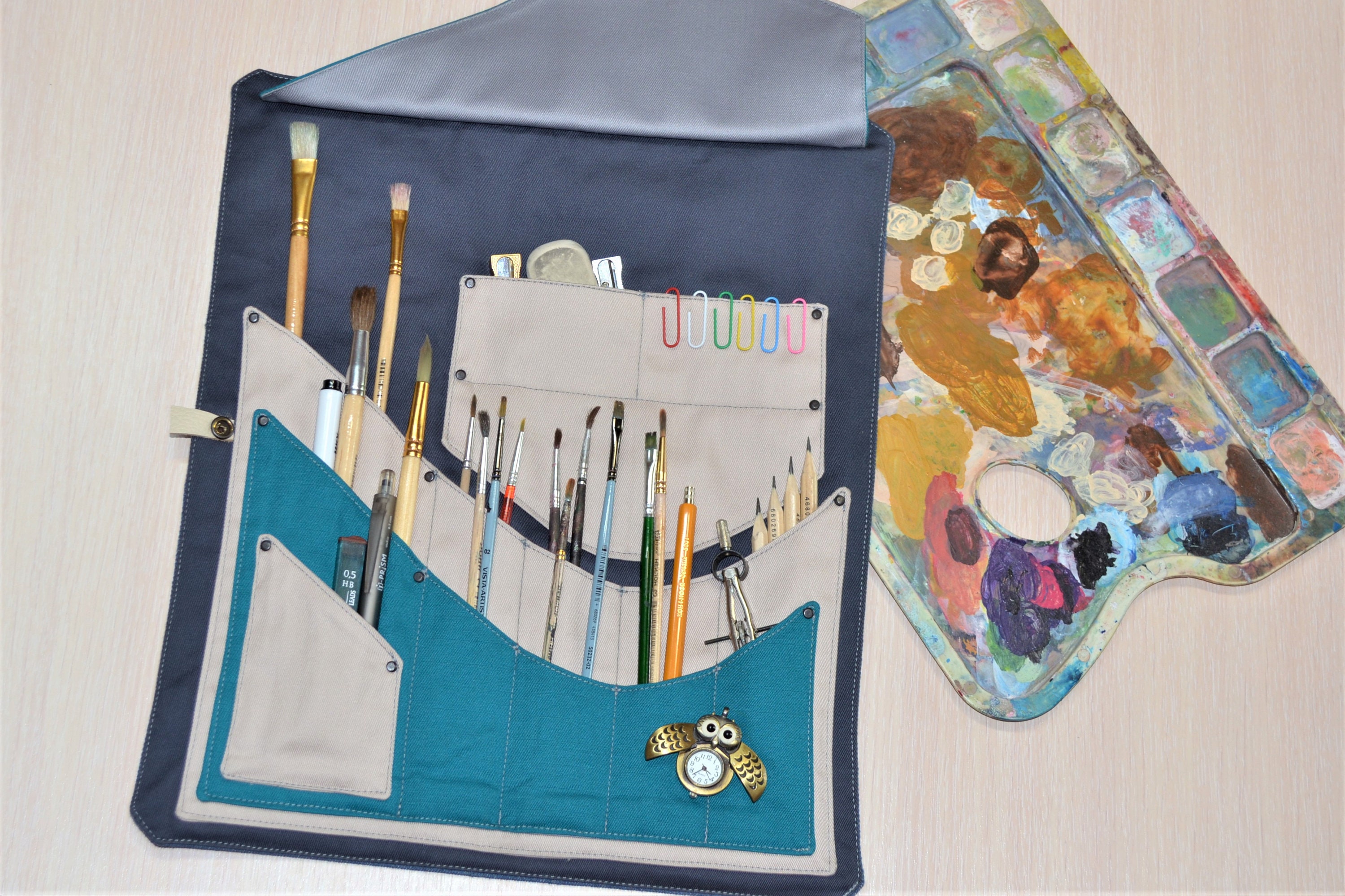 Paint brush roll case big paintbrush holder personalized Etsy