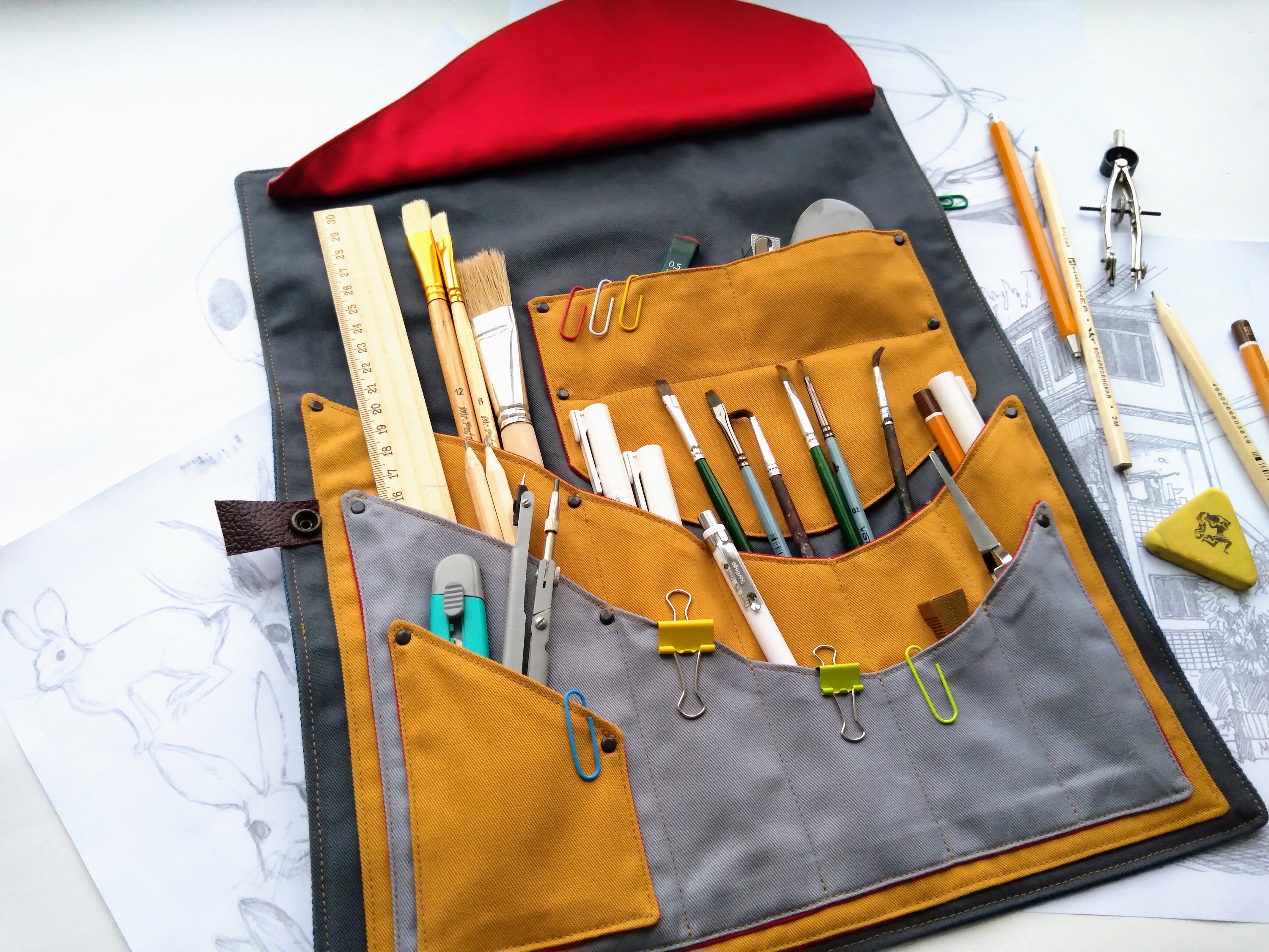 Personalized paint brush roll case paint brush holder artist Etsy