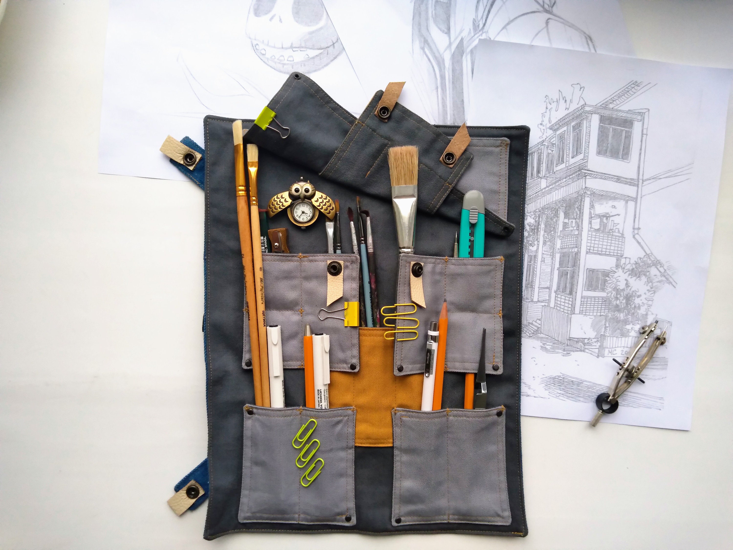 Personalized paint brush roll case paint brush holder edc Etsy