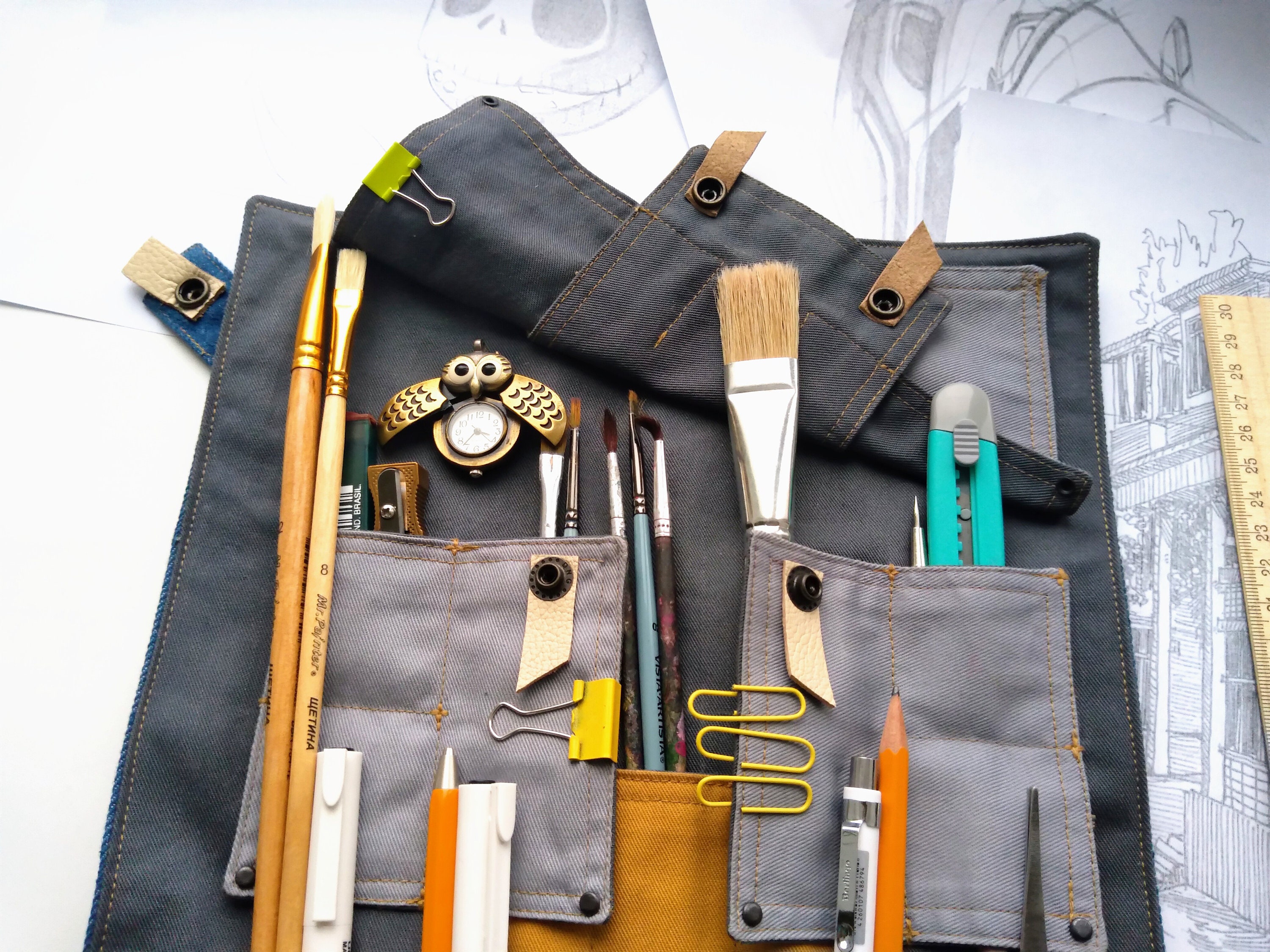 Personalized paint brush roll case paint brush holder edc Etsy