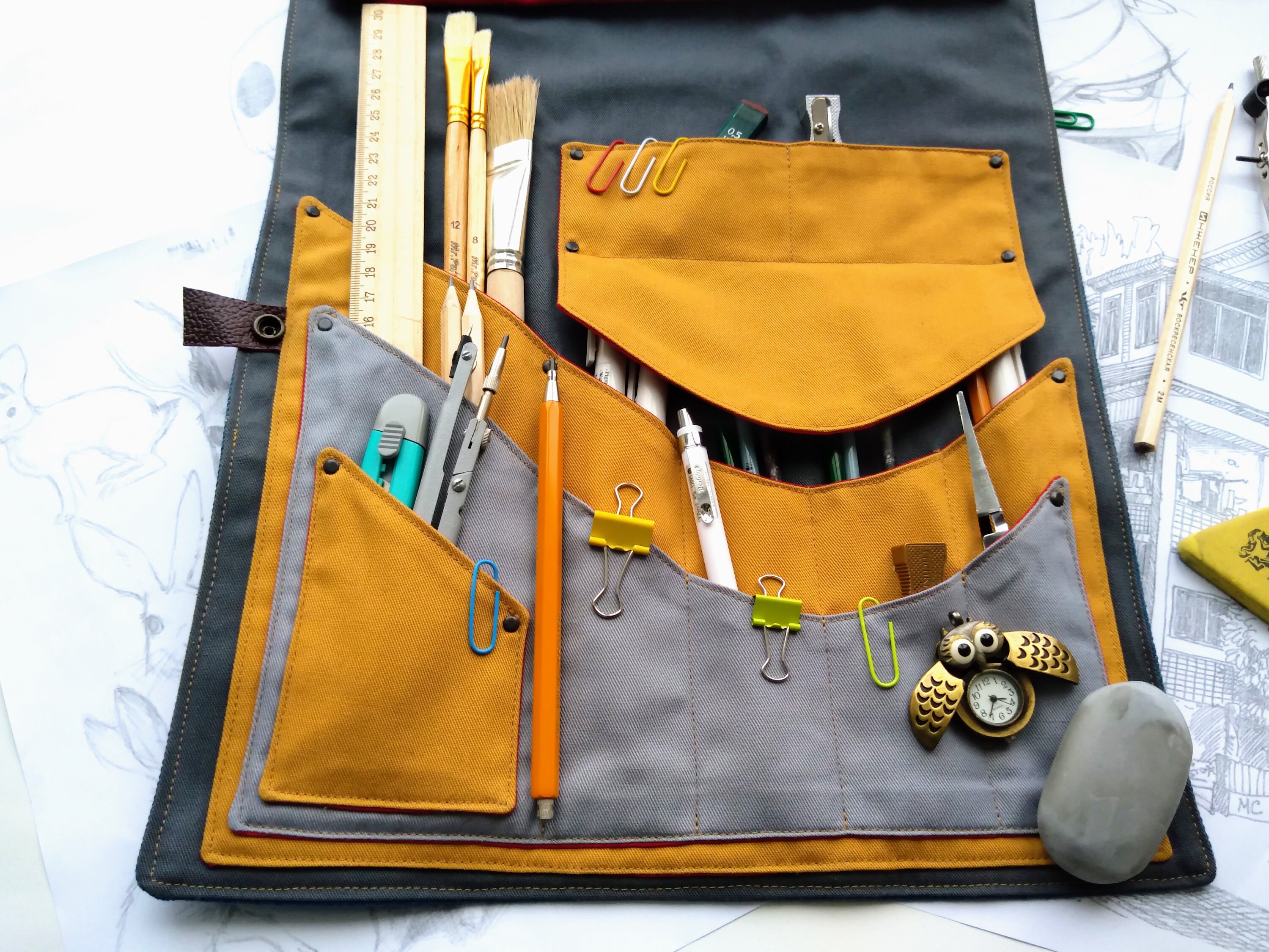 Personalized paint brush roll case paint brush holder artist Etsy