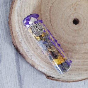 Large HAPPINESS Charm Spell Bottle | Amethyst, Lavender, Camomile, Clove, Buttercup | Witch, Wiccan, Pagan, Spells, Magick, Calm