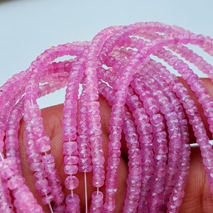 16 inches Natural Pink Sapphire Faceted Rondelle Beads, Sapphire Pink Beads Pink Beads Pink Sapphire Beads Wholesale Beads For Necklaces