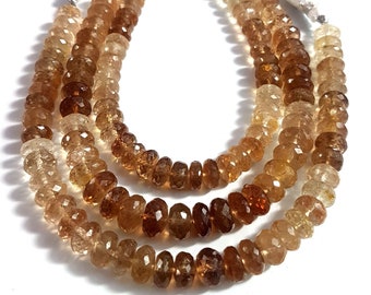 Natural Imperial Topaz Beads Gemstone Imperial Topaz Faceted Rondelles Shape Beads 7 mm to 7.5 mm Size Approx Beads 8 inch Strand SA No 1089