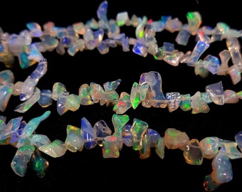 Natural Ethiopian Opal Rough Gemstone opal Hammered Opal Uncut Opal Chip Beads 3x7.5 mm to 5x16.5 mm Size Approx 16 inch Strand SA No- 2109