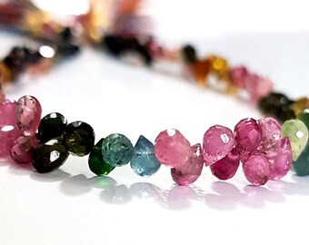 Size 6x4mm Tourmaline Faceted Drops Shape 8 Inches Strand