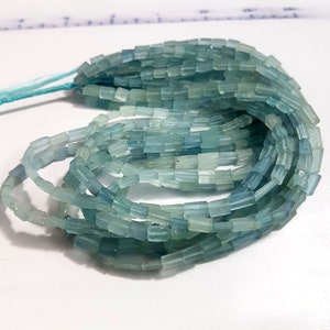 Natural Moss Aquamarine Zonder Poolse kralen Aquamarine Rectangle Shape Gemstone 3X4 mm tot 3,5x7 mm Ongeveer Grootte 14 inch Streng SA No.- 1096