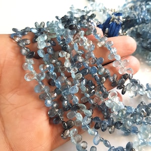 Natural Aquamarine Gemstone | Aquamarine Faceted Pear Shape Beads For Jewelry Making | 3X5 mm to 4X7 mm Size Approx. 9 inch Strand