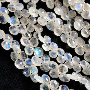 Blue Flashy Natural Rainbow Moonstone Gemstone | Faceted Heart Shape Beads For Jewelry Making | 6X6 - 8X8 mm Size Approx. 8 inch Strand