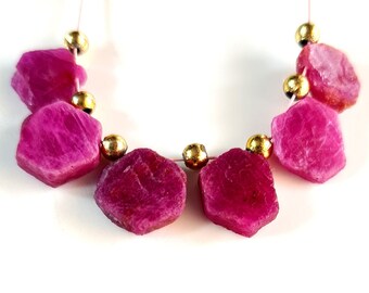 Gorgeous ! Natural Ruby Rough Gemstone Loose Gemstone Beads , rough Gemstone ,Size Approx Beads 8X9 mm to 10X10 mm ,10 Pieces