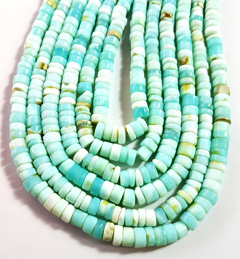 Natural Blue Opal Round Beads Gemstone Blue Opal Smooth Tire Shape Beads 7 mm to 8 mm Size Approx Beads 12 inch Strand SA No. 1684